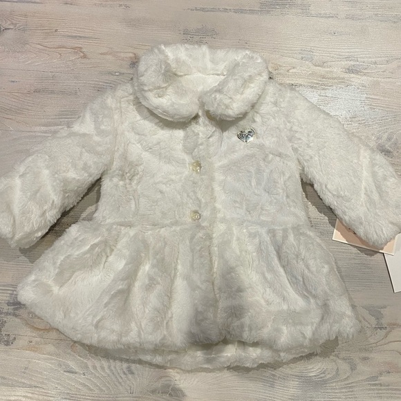 Juicy Couture baby faux fur coat white 12M - Picture 1 of 4